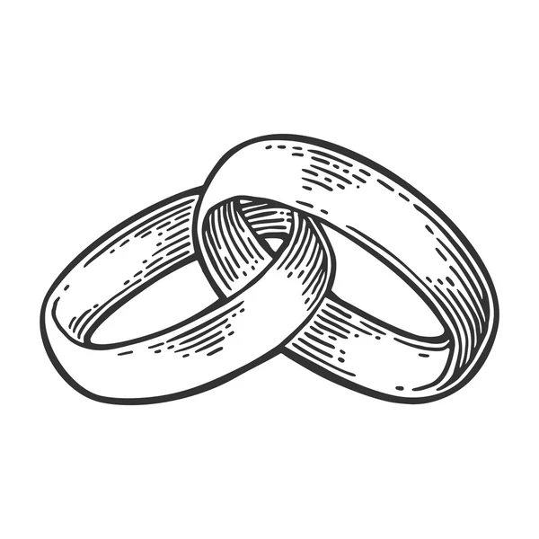 Wedding rings. Vintage black vector engraving illustration — Stock Vector