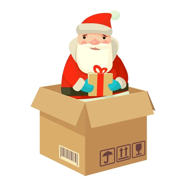 Logistic Santa Claus with a gift. — Stock Vector