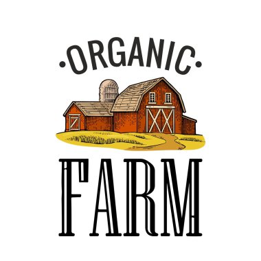 Organik tarım. Vektör oyma vintage siyah çizim.