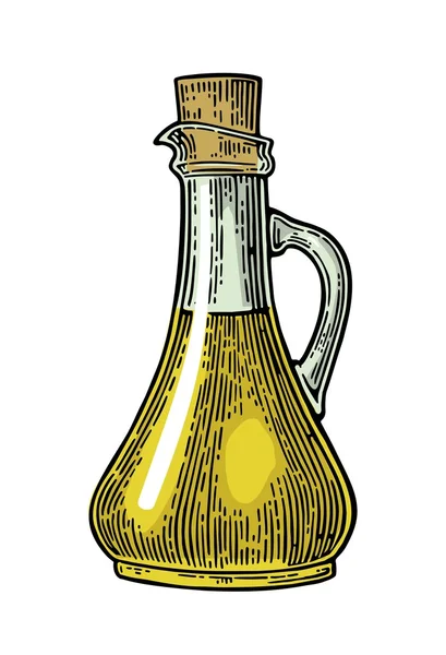 Şişe ve sürahi sıvı Mantar tıpa ile bardak. Zeytin yağı.