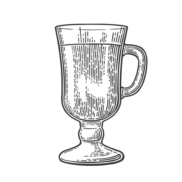 Glas glühwein en cocktails. Vector gravure — Stockvector