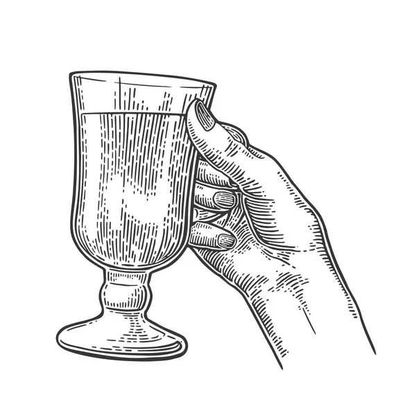 Kokteyl, şarap, şampanya tutan el. — Stok Vektör