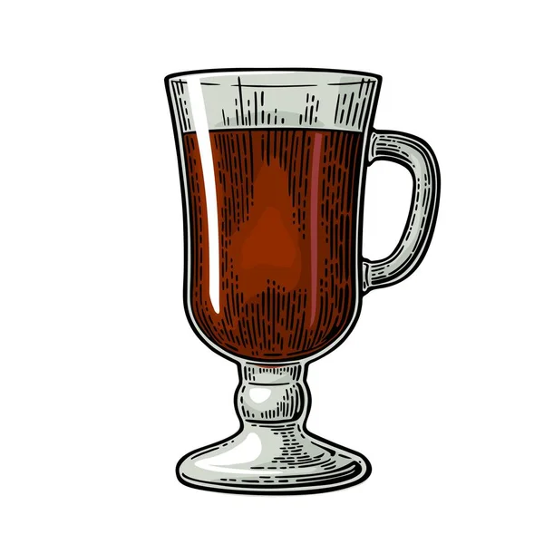 Glas glühwein en cocktails. Vector gravure — Stockvector