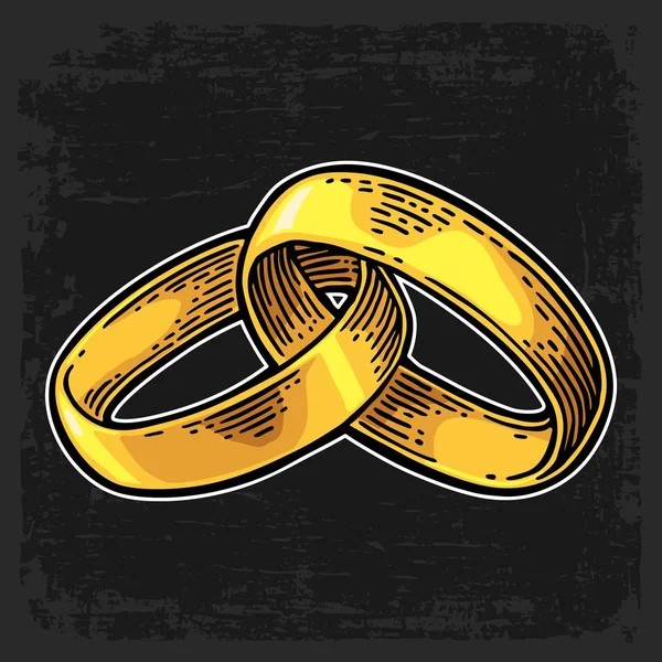黄金の結婚指輪。ヴィンテージ色ベクトル彫刻イラスト — ストックベクタ