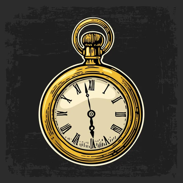 アンティークの懐中時計。ベクトル ヴィンテージ色の彫刻が施された図. — ストックベクタ
