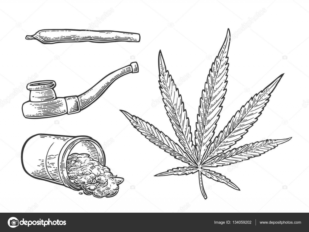 Bong for smoking weed. Smoking cannabis. vector - Stock