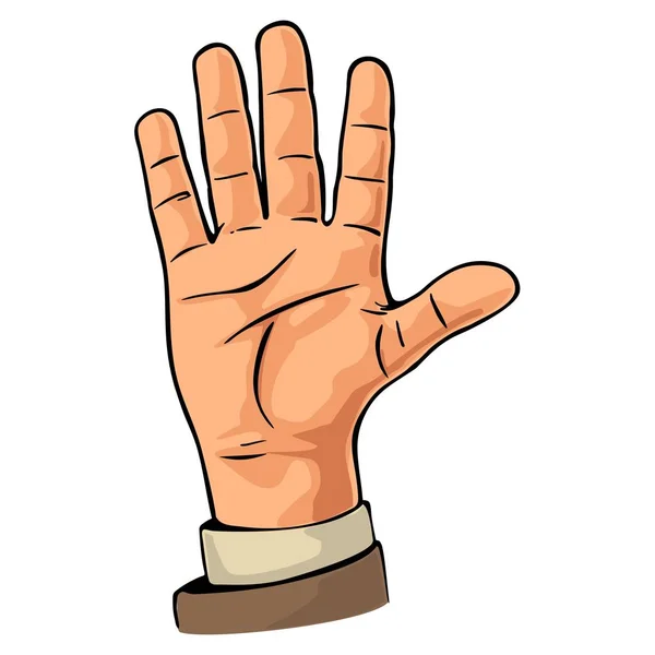 Erkek el gösteren beş parmak. Vektör renk düz çizim — Stok Vektör