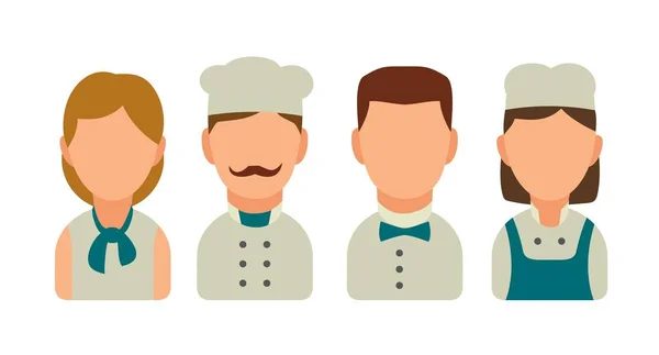 Definir ícone personagem cozinheiro. Empregado, chef, garçonete , —  Vetores de Stock