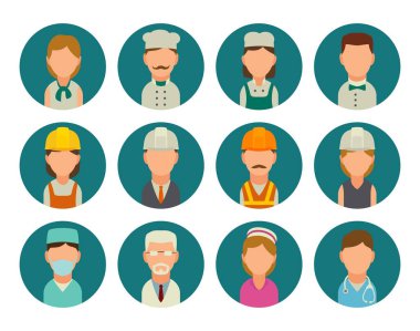 Set simge karakter Oluşturucu. Vektör düz çizim