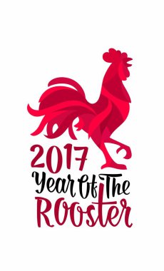 Kırmızı ateşli horoz. Vintage siyah vektör oyma çizim