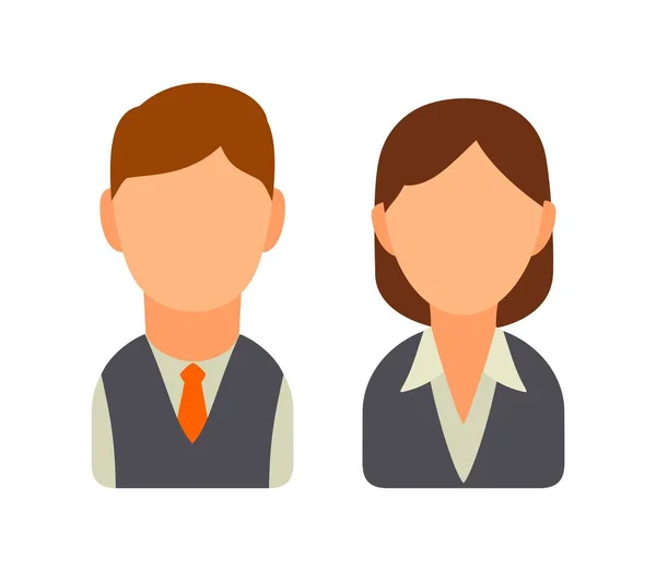 Set icon male and female faces business avatars. Flat illustration — Stock Vector