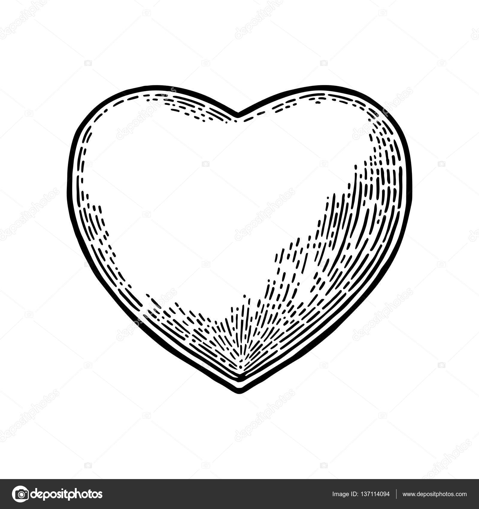 Download Heart. Vector black vintage engraving illustration — Stock Vector © DenisPotysiev #137114094