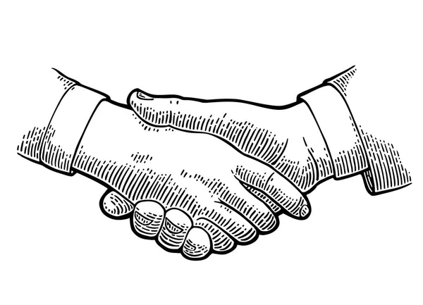Handshake. Vektor černý vintage gravírování — Stockový vektor