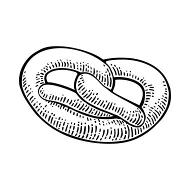 Tuzlu kraker. Vektör siyah elle çizilmiş vintage oyma