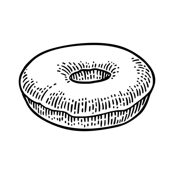甜甜圈。矢量黑色手绘复古雕刻 — 图库矢量图片
