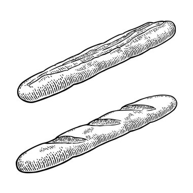 Baget. Vektör siyah elle çizilmiş vintage oyma