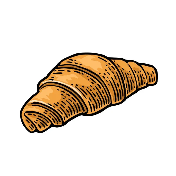 Croissant. Vector negro dibujado a mano grabado vintage — Archivo Imágenes Vectoriales