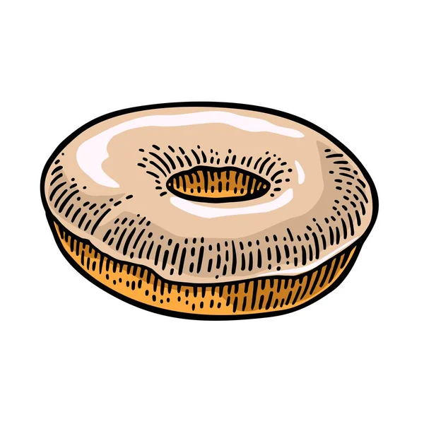 Donut. Vector mão preta desenhada gravura vintage — Vetor de Stock