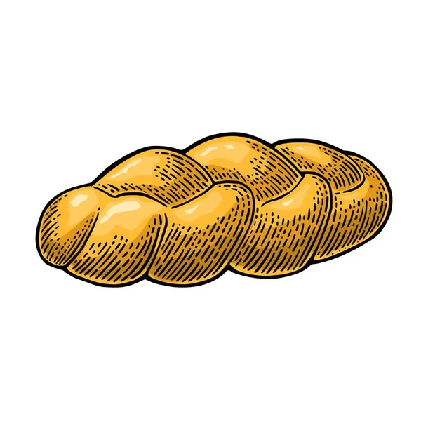 Challah pan.. Vector negro dibujado a mano grabado vintage — Archivo Imágenes Vectoriales