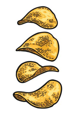 Patates cipsi. Vektör oyma vintage