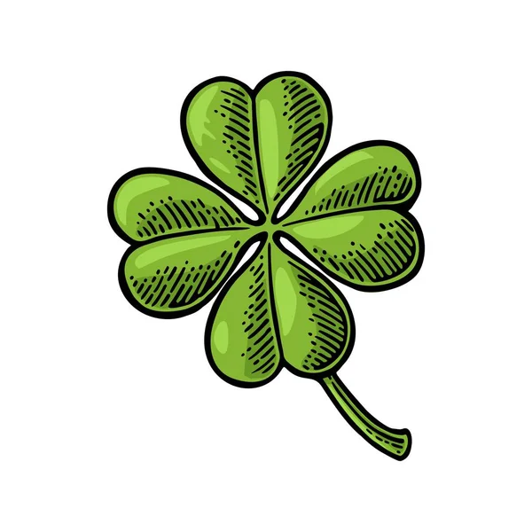 Hodně štěstí čtyři leaf clover. Vintage vektor gravírování obrázku pro informační grafiku, plakát, web. Černá na bílém pozadí — Stockový vektor