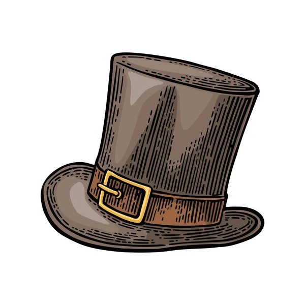 Sombrero de caballero superior. Grabado vectorial ilustración en color — Vector de stock