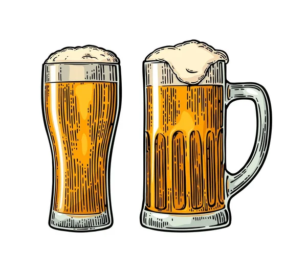 Set cerveza de vidrio — Vector de stock