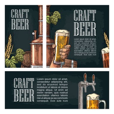 Set horizontal, vertical and square and posters for craft beer. clipart