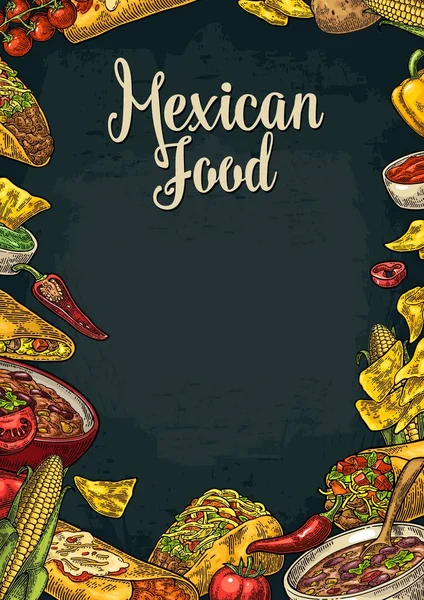 Modelo de menu de restaurante de comida tradicional mexicano com ingrediente — Vetor de Stock