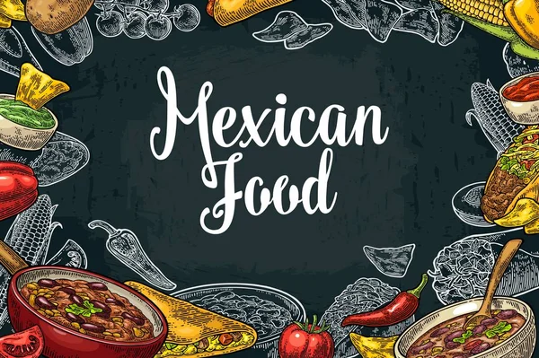 Mexican traditional food restaurant menu template with ingredient — Stock Vector