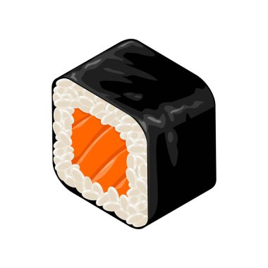 Suşi roll. Beyaz arka plan üzerinde izole. Vektör düz renk