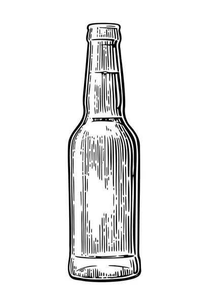 Abra a garrafa de cerveja. Vintage vetor preto gravura ilustração . — Vetor de Stock