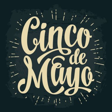 Cinco de Mayo yazı. Vektör vintage oyma çizim.