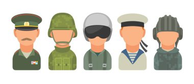Simge karakter askeri insanlar koymak. Asker, memur, pilot, deniz, denizci, asker