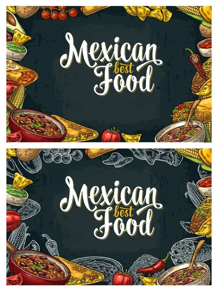 Mexicaans eten van de traditionele restaurant menusjabloon met ingrediënt — Stockvector