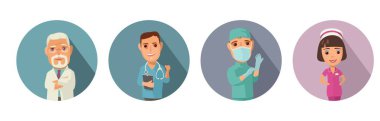 Erkek, kadın doktor karakter Icon set
