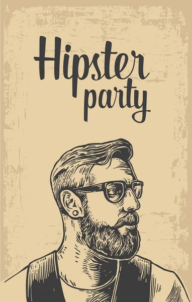 Hipster Party für Poster oder Grußkarten. Vektor Vintage gravierte Illustration. weiß auf beigem Hintergrund. — Stockvektor