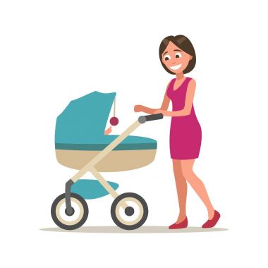 Set bebek arabası. Renk düz vektör çizim üzerinde beyaz izole