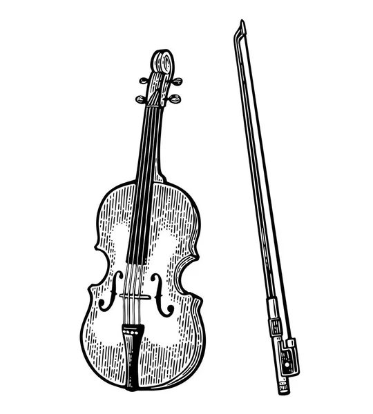Violino. Vintage gravura preta ilustração — Vetor de Stock