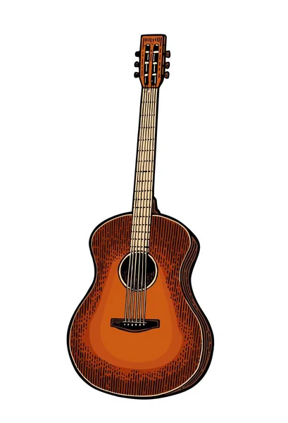 Guitarra acústica. Vintage vector negro grabado ilustración — Archivo Imágenes Vectoriales
