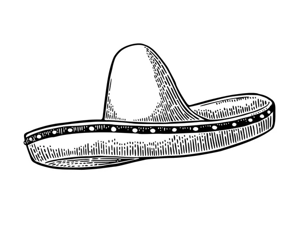 Sombrero. Vintage Black Gravur Illustration isoliert auf weißem Hintergrund. — Stockvektor