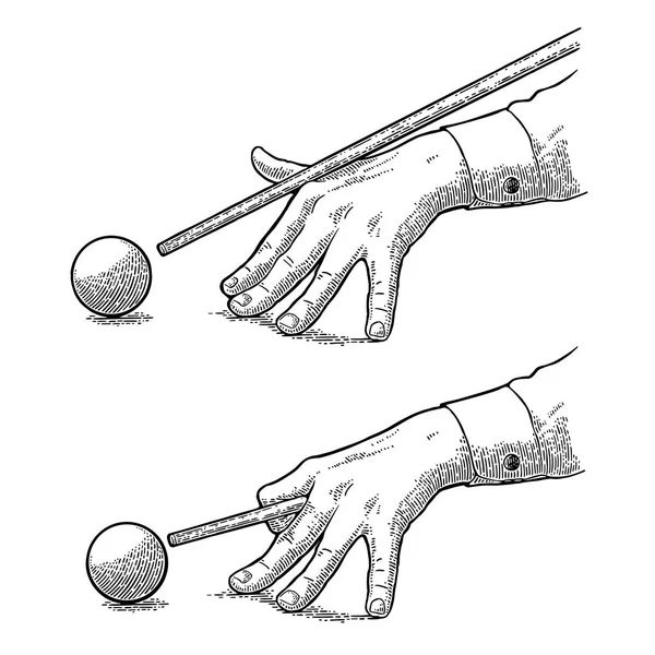 Mano masculina en una camisa se dirige a la bola . — Vector de stock