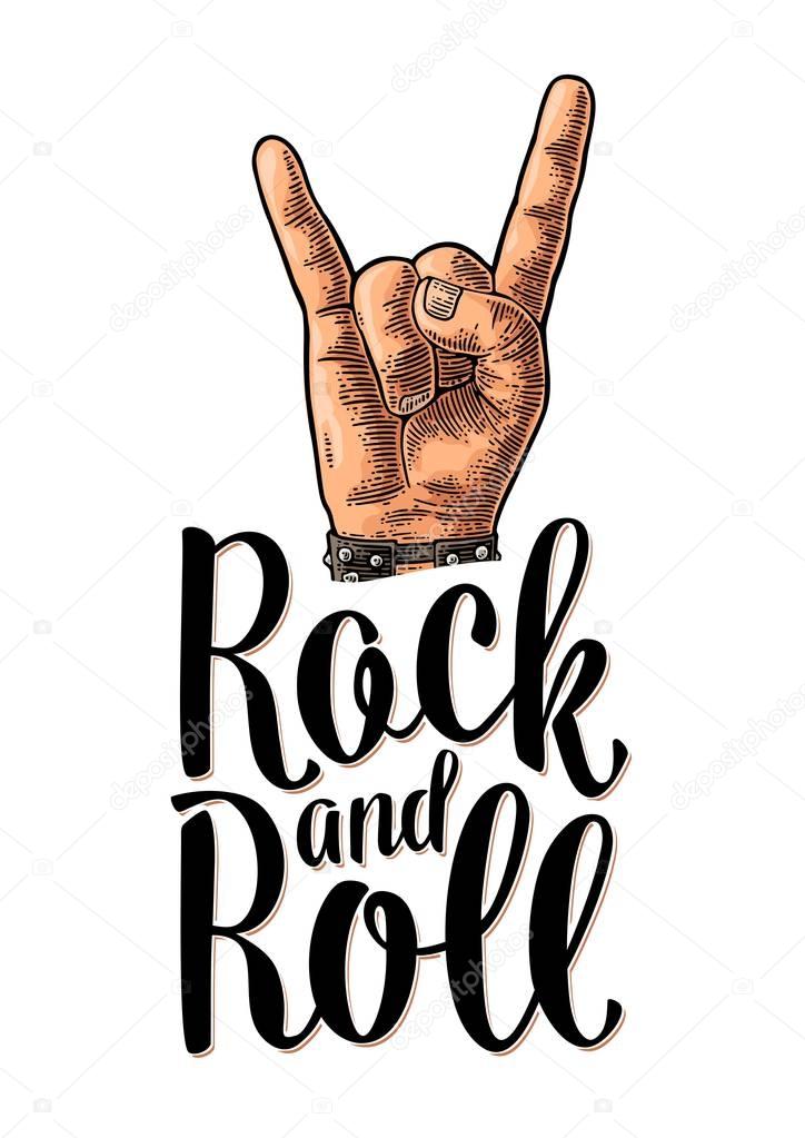 Rock and Roll sign. Vector black vintage engraved illustration.