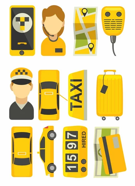 Taxibilsservice. Isolerad vektor platt illustration för företag, infographic, banner, presentationer. — Stock vektor