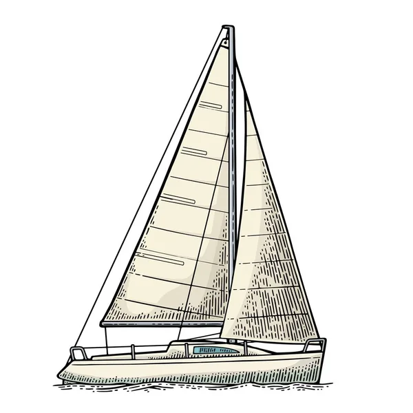Segeljacht. Segelboot. Vektor gezeichnet flache Illustration für Yachtclub — Stockvektor
