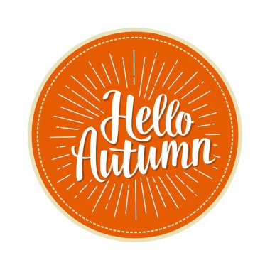 Sonbahar elle çizilmiş ışınları ile yazı Merhaba.