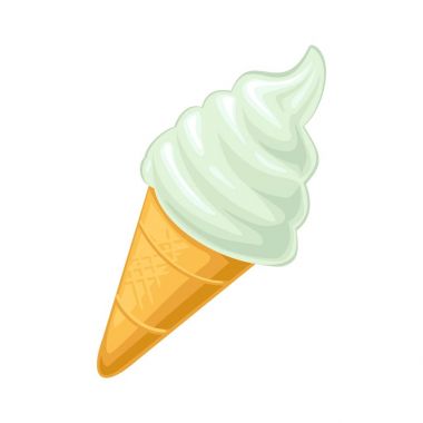 Dondurma koni. Beyaz arka plan üzerinde izole. Vektör düz renk çizim