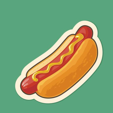 Hotdog. Vector isolated flat illustration for poster and icon clipart