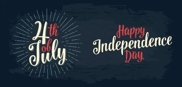 Feliz Dia da Independência, 4 de julho inscrição letras mão — Vetor de Stock