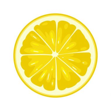 Yuvarlak dilim limon beyaz arka plan üzerinde. Düz renk illüstrasyon